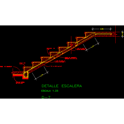 Corte de escalera de hormigon armad