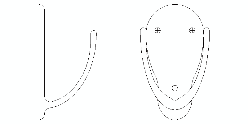 Side And Front Elevation Clothes Hook