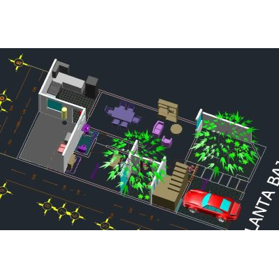 Casa Habitación con Mobiliario en 3D