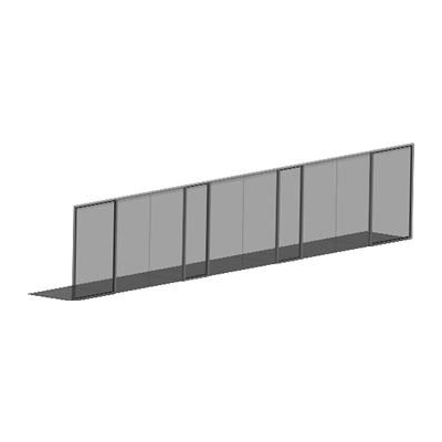 Panorama vetrato 3d con materiali applicati di 12 x 2.85 m con 3 doppie porte apribili