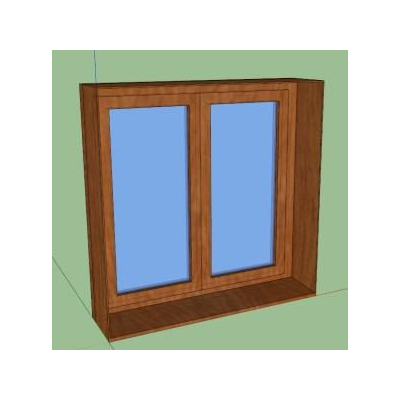Ventana de madera - vidrio doble - 3d