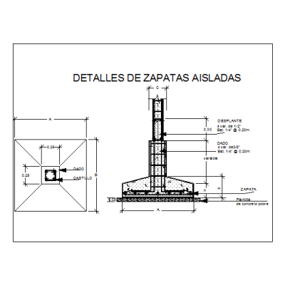 Plano de Zapata aislada