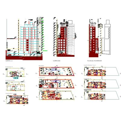 Torre Multifamiliar de 13 Pisos en DWG