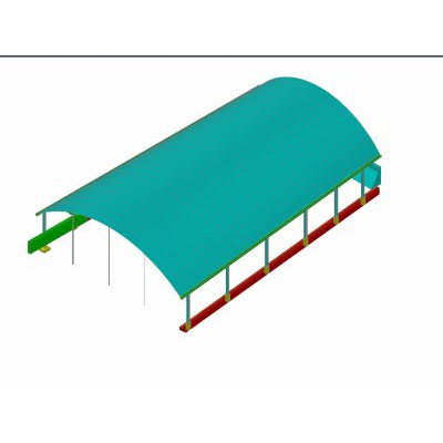 Modelo 3d de techo galpón