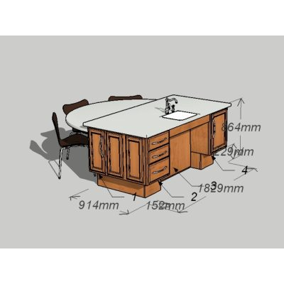 Cocina pequena como isla para 5 personas