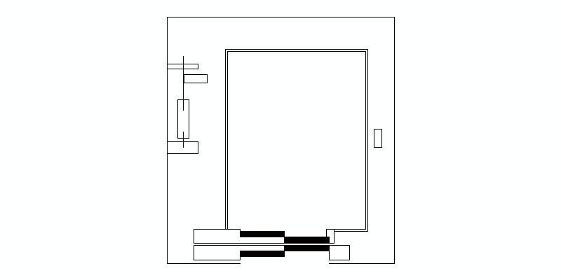 Elevador visto em plano de dimensões 2300 × 2500 mm