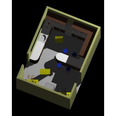 Cocina amoblada en 3d con materieles