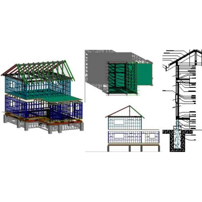 Estructura de una cabana de  madera