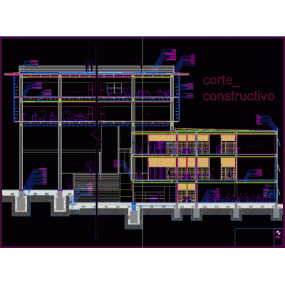 Corte constructivo de una universidad.