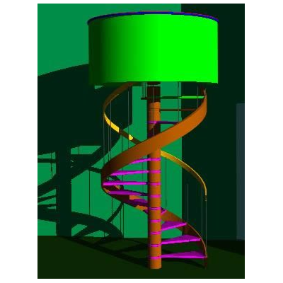 Escalera caracol con materiales aplicados