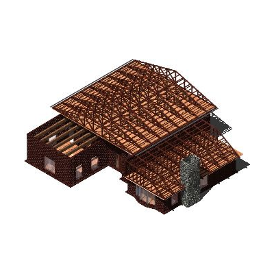 Casa en el cerro - dibujo en 3d