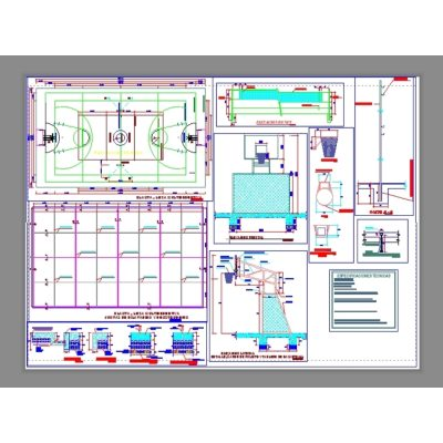 Plano de losa multideportiva