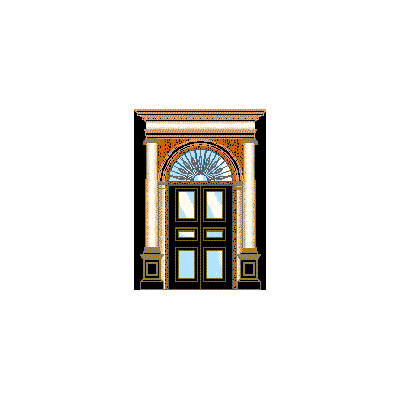 Puerta principal con columnas cantera