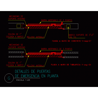 Puerta de emergencia vista superior