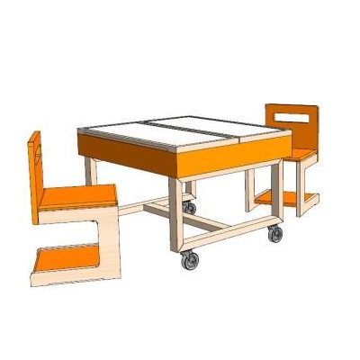 Table with wheels and chairs