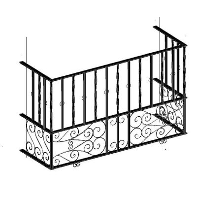 Balcon en fer forgé en autocad 3d