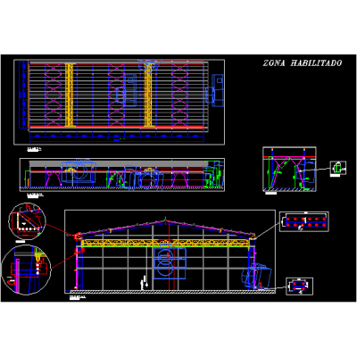 Nave 3d con grua puente