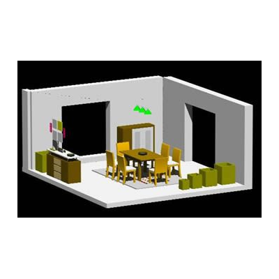 3d dining room perspective