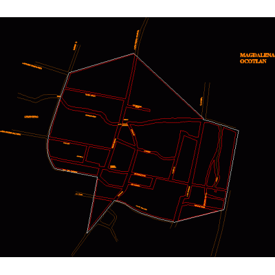 Croquis del la cabecera del municipio de magdalena ocotlan