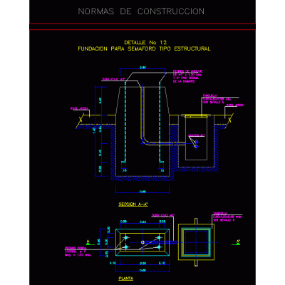 Detalle fundacion semaforo tipo estructural