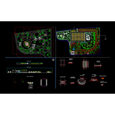 Planta de conjunto de una plaza - jardines