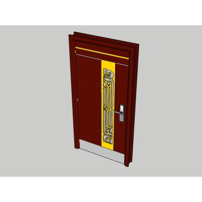 Puerta de madera con decoracion dorada