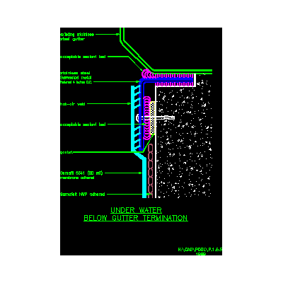 Piscinas - colocacion de membrana - detalle de borde superior