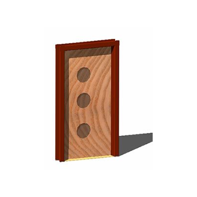 Elegante Puerta de Madera con Detalles Circulares