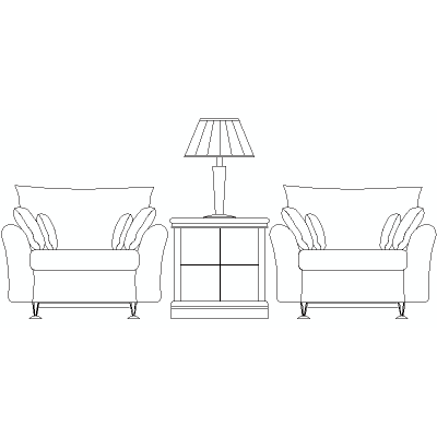 Conjunto de Poltronas e Mesa Auxiliar com Luminária