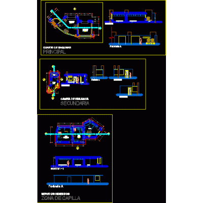 Modules : salle des machines, toilettes et cabine de sécurité