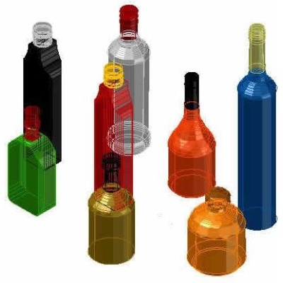 Botellas vinos 3d