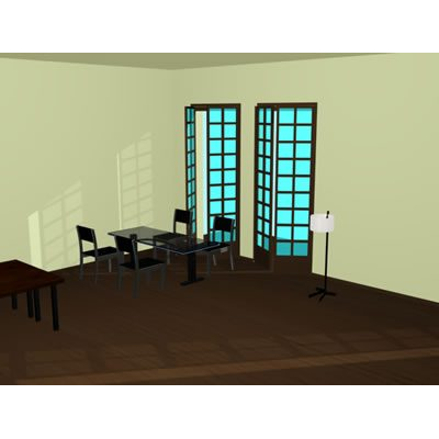 Despacho 3d con materiales aplicados