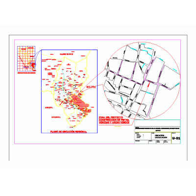 Plano de ubicacion; pavimentacion de calles y veredas