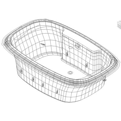 3D Oval Whirlpool Bathtub