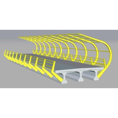 Superestructura de puente peatonal con cubierta de acero