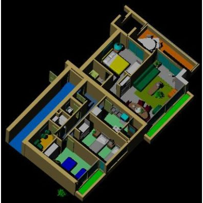 Casa 3d amueblado