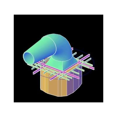 Grilla y codo ventilacion 3d