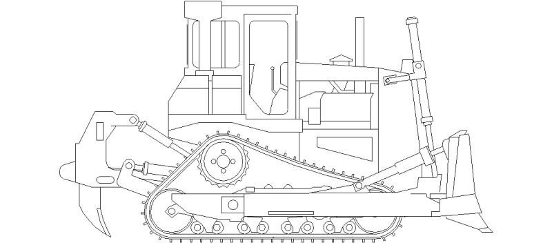 Side Elevation Of Bulldozer With Ripper
