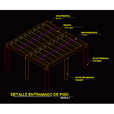 Isometrico de entramado de piso