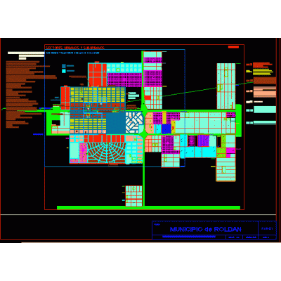 Plano urbano de la ciudad  de roldan; santa te argentina