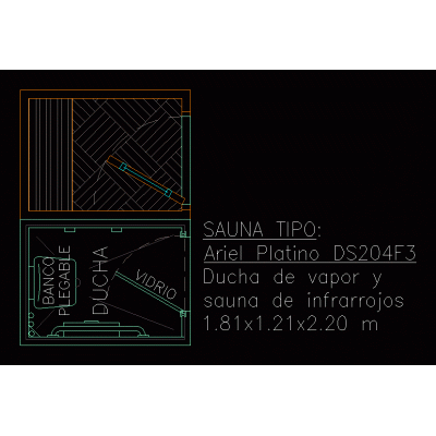 Sauna con ducha incorporada 1.81x1.21