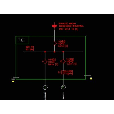 Plano unilineal de un tablero electrico monofasico de 16[a]