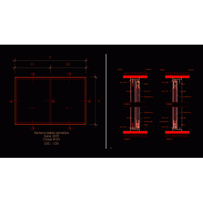 Ventana doble corrediza serie 3825