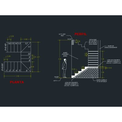 Escalera de concreto armado en espacio reducido