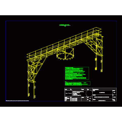 Pasarela para silos de acero en vista 2d