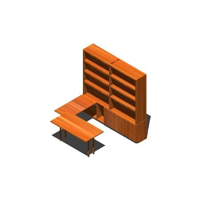 Escritorio con Biblioteca de Madera