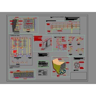 Planos de un muro de contencion de 4m
