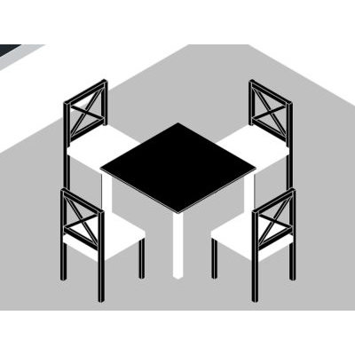 Circular dining room for 6 people with space