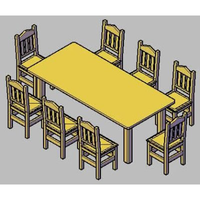 3d dining table and chairs