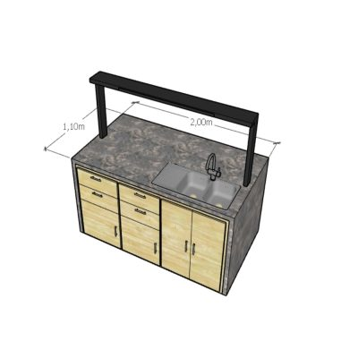 Modelo isla para cocina moderna pequena 1.1x2m
